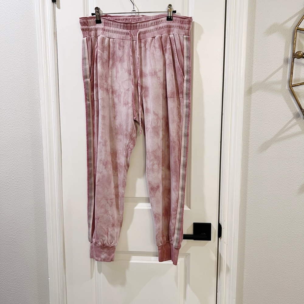 Johnny Was Calme Raw Edge Waist Tie Dye Joggers Pants Sz M - Picture 3 of 7
